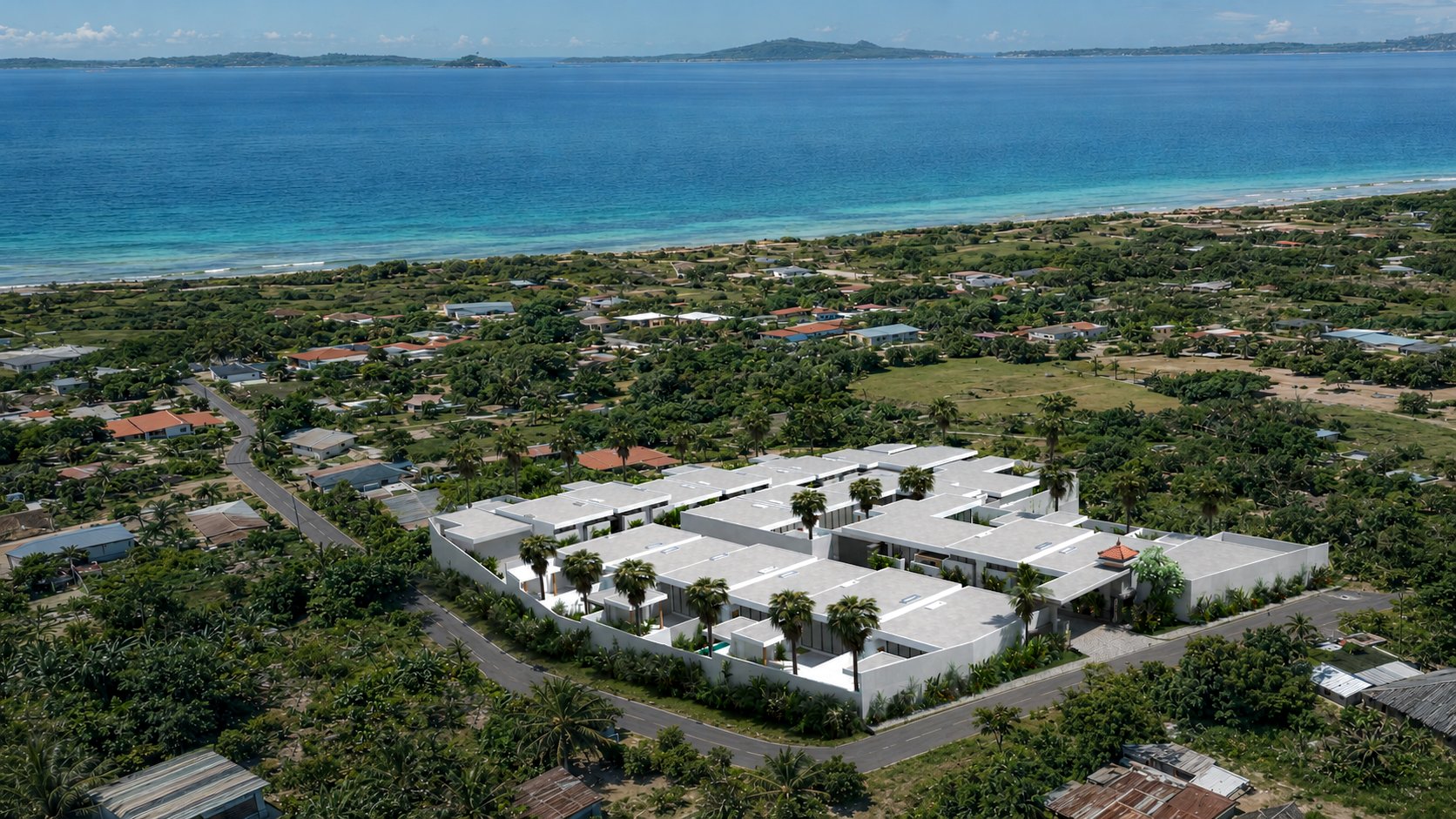 Aerial view of Panglao coastline near Tana Villas
