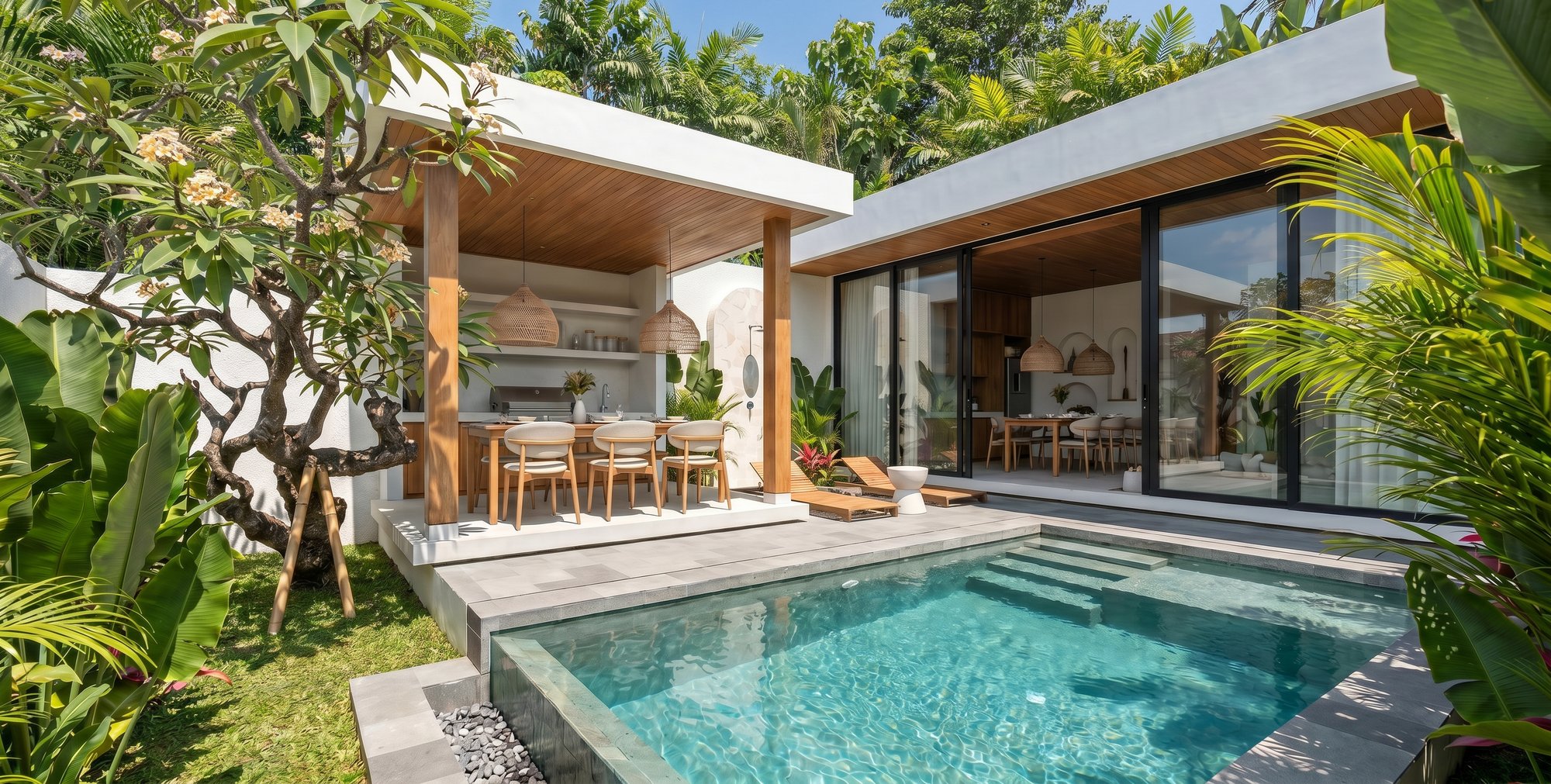 Open-air living beside the private pool